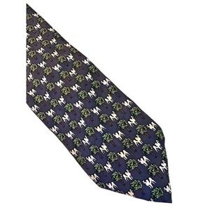 Big‎ Dogs Vintage 1995 Silk Tie Navy Blue St Bernard Dog Tree Novelty Print